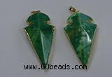 NGP3805 25*50mm - 28*55mm arrowhead agate gemstone pendants