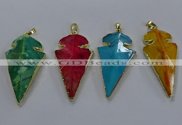 NGP3808 25*50mm - 28*55mm arrowhead agate gemstone pendants