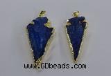 NGP3818 25*45mm - 30*60mm arrowhead dyed white crystal pendants