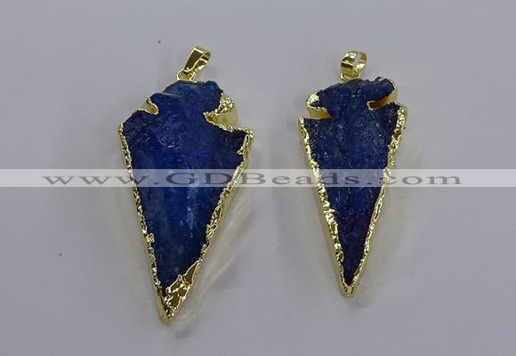 NGP3818 25*45mm - 30*60mm arrowhead dyed white crystal pendants