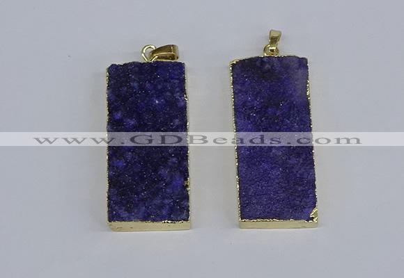 NGP3954 20*50mm - 25*45mm rectangle druzy agate gemstone pendants