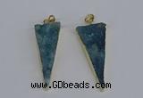 NGP3986 20*48mm - 25*50mm triangle druzy agate pendants wholesale