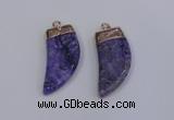 NGP4002 15*30mm - 16*35mm horn druzy quartz gemstone pendants