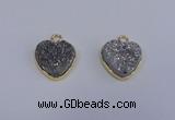 NGP4015 15*15mm heart druzy quartz gemstone pendants