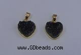 NGP4016 15*15mm heart druzy quartz gemstone pendants