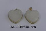 NGP4021 20*20mm heart druzy quartz gemstone pendants