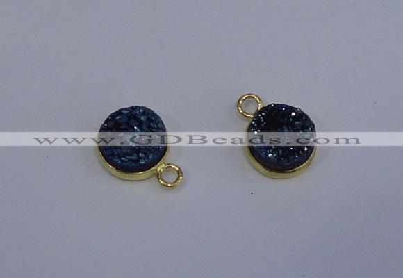 NGP4035 10mm coin druzy quartz gemstone pendants wholesale