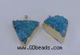 NGP4050 25*30mm – 30*35mm triangle druzy quartz pendants