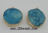 NGP4062 28mm – 30mm flat round druzy quartz pendants wholesale