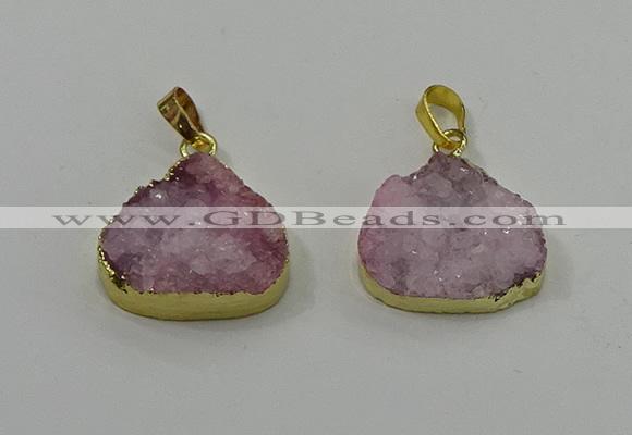 NGP4084 18*22mm - 20*24mm flat teardrop druzy quartz pendants