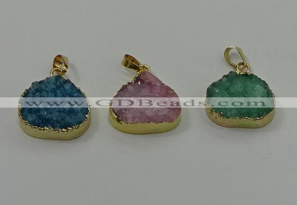 NGP4088 18*22mm - 20*24mm flat teardrop druzy quartz pendants