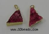 NGP4103 22*35mm - 24*40mm triangle druzy quartz pendants wholesale