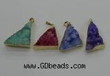 NGP4108 22*35mm - 24*40mm triangle druzy quartz pendants wholesale