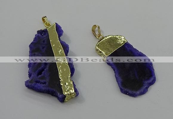 NGP4132 25*35mm - 40*50mm freeform druzy quartz pendants wholesale