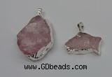 NGP4140 20*30mm - 35*45mm freeform rose quartz pendants wholesale