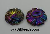 NGP4150 40*45mm - 50*55mm flower plated druzy agate pendants