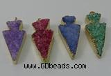 NGP4160 20*45mm - 22*48mm arrowhead druzy quartz pendants