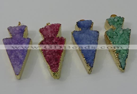 NGP4160 20*45mm - 22*48mm arrowhead druzy quartz pendants