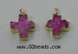 NGP4165 30*32mm cross druzy quartz pendants wholesale