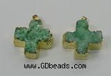 NGP4167 30*32mm cross druzy quartz pendants wholesale