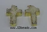 NGP4172 30*48mm - 32*50mm cross druzy quartz pendants wholesale