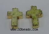 NGP4173 30*48mm - 32*50mm cross druzy quartz pendants wholesale