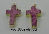 NGP4175 30*48mm - 32*50mm cross druzy quartz pendants wholesale