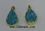 NGP4196 18*25mm - 18*28mm flat teardrop druzy quartz pendants