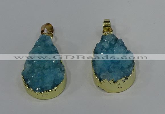 NGP4196 18*25mm - 18*28mm flat teardrop druzy quartz pendants