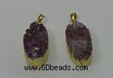 NGP4242 18*35mm oval druzy amethyst pendants wholesale