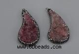 NGP4307 20*40mm - 25*50mm wing-shaped druzy quartz pendants