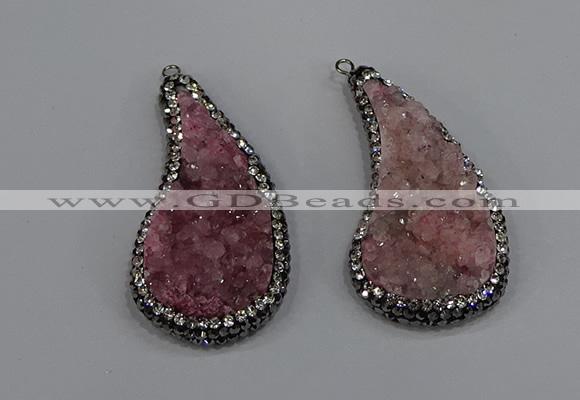 NGP4307 20*40mm - 25*50mm wing-shaped druzy quartz pendants