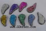 NGP4321 20*40mm - 25*50mm wing-shaped druzy quartz pendants