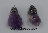 NGP4327 18*35mm - 20*40mm nuggets druzy amethyst pendants