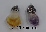 NGP4328 18*35mm - 20*40mm nuggets druzy amethyst & citrine pendants