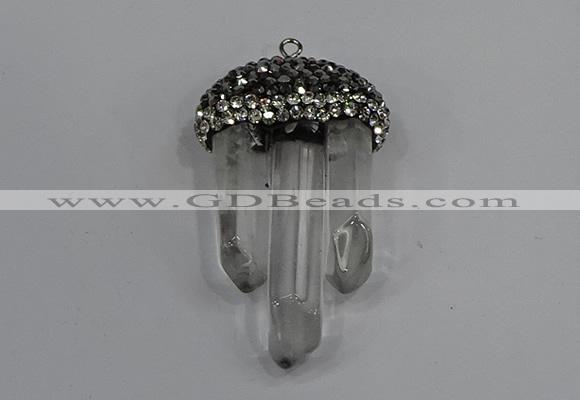 NGP4332 22*30mm - 25*35mm sticks white crystal pendants