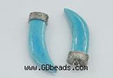 NGP4525 15*55mm - 15*60mm horn blue turquoise pendants wholesale