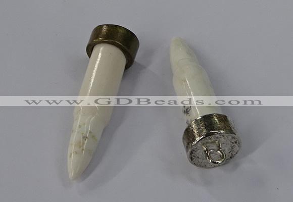 NGP4538 15*52mm bullet-shaped white howlite turquoise pendants