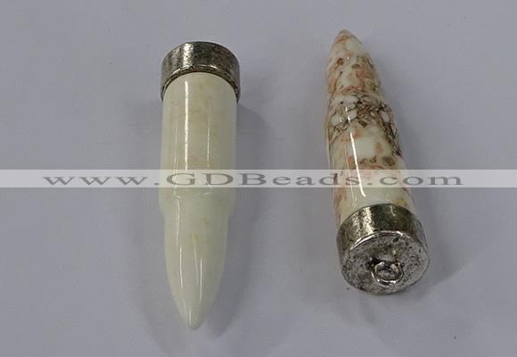 NGP4544 15*62mm bullet-shaped white howlite turquoise pendants