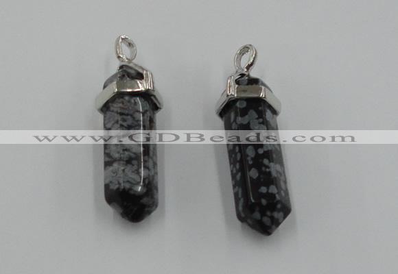 NGP5021 8*30mm sticks snowflake obsidian pendants wholesale