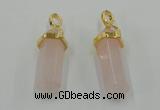 NGP5027 8*30mm sticks rose quartz gemstone pendants wholesale