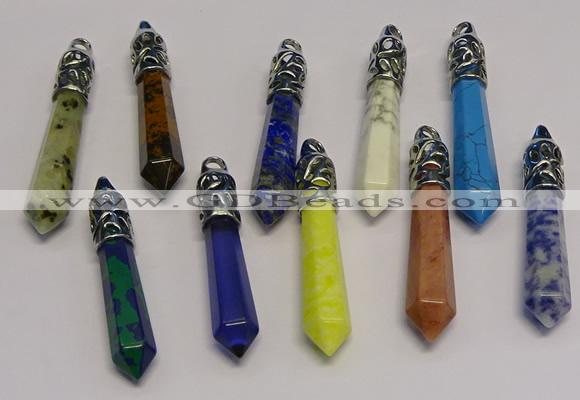 NGP5433 10*65mm sticks mixed gemstone pendants wholesale