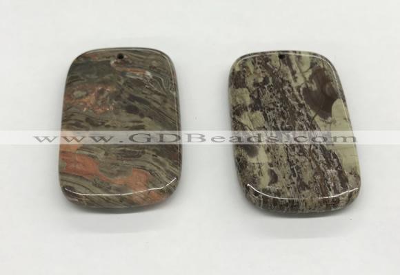 NGP5503 35*55mm rectangle rainforest agate pendants wholesale