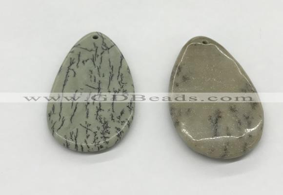 NGP5524 30*50mm - 35*55mm flat teardrop jasper pendants