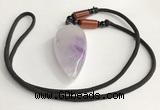 NGP5580 Lavender amethyst teardrop pendant with nylon cord necklace