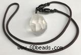 NGP5586 White crystal nugget pendant with nylon cord necklace