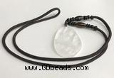 NGP5590 White crystal freeform pendant with nylon cord necklace