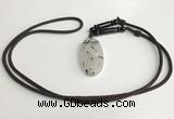 NGP5601 Black rutilated quartz oval pendant with nylon cord necklace