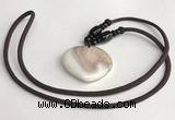 NGP5636 Shell flat teardrop pendant with nylon cord necklace