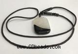 NGP5664 Agate rectangle pendant with nylon cord necklace